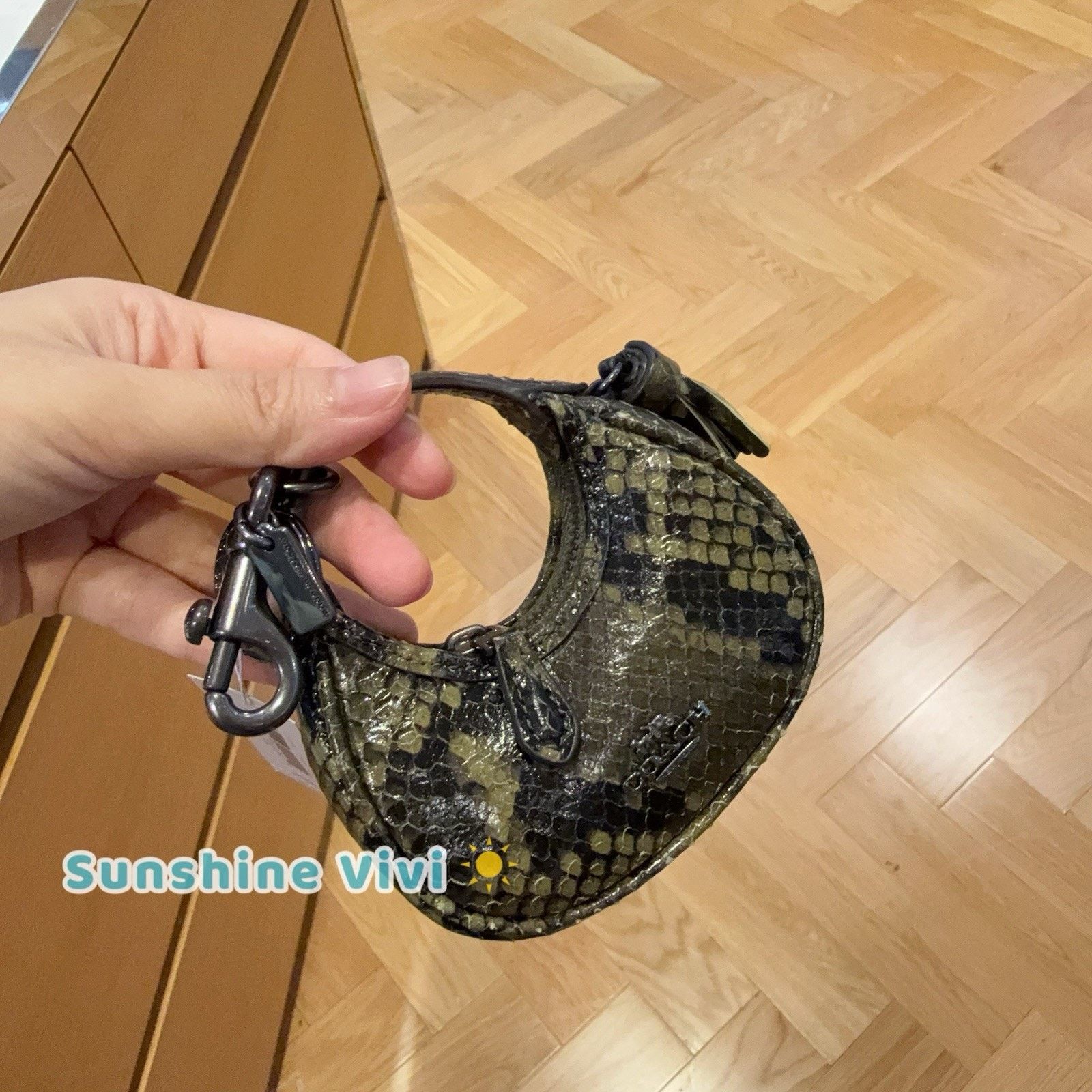 Coach NWT Coach Carmen Bag Charm Snake Gunmetal/Olive CCF18 Size ONE SIZE - 3 Thumbnail