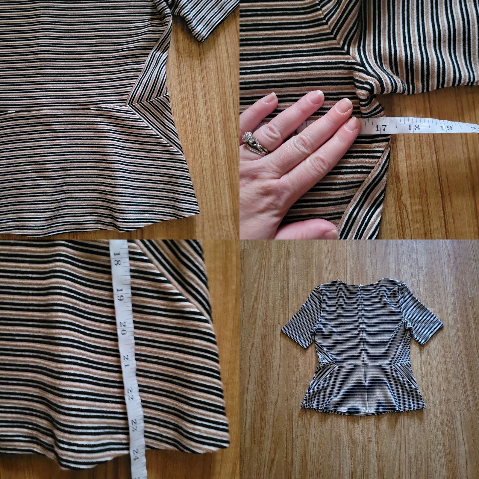 Talbots Talbots Shirt Women M Black Beige Striped Ribbed Peplum Knit Blouse Office Everyday Business Casual Formal Party/Cocktail Travel - Mens? Size M / US 6-8 / IT 42-44 - 8 Thumbnail