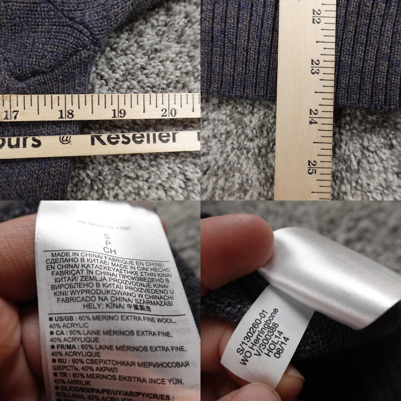 Banana Republic Banana Republic Sweater Mens S Blue Gray Merino Wool Mock Neck Henley Pullover Shirt Size US S / EU 44-46 / 1 - 8 Thumbnail