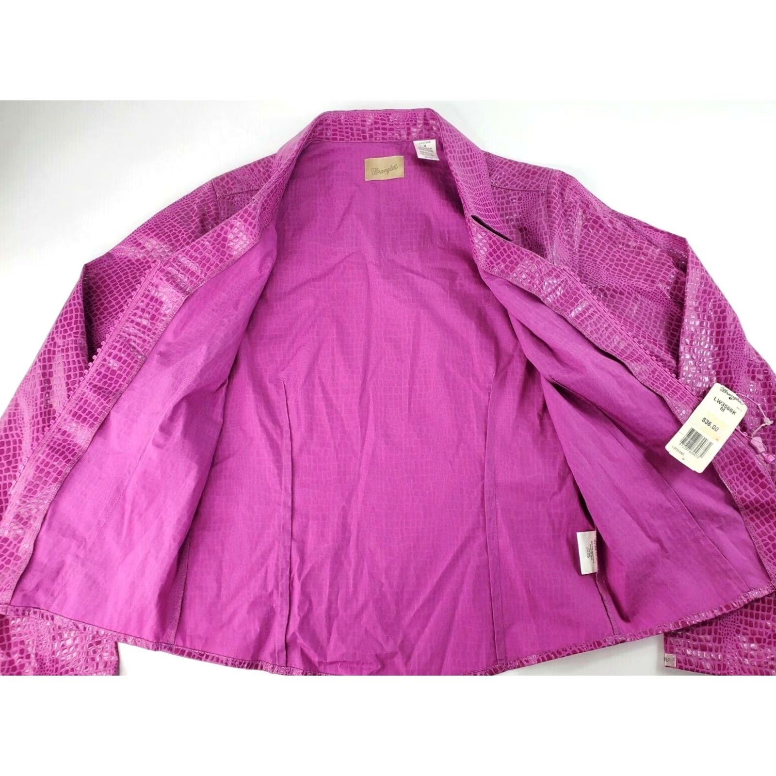 Wrangler VINTAGE Wrangler Jacket Womens Pink Snake Print, Faux Reptile Pattern, LW3566K, Jewelled Zipper, M Size M / US 6-8 / IT 42-44 - 5 Thumbnail