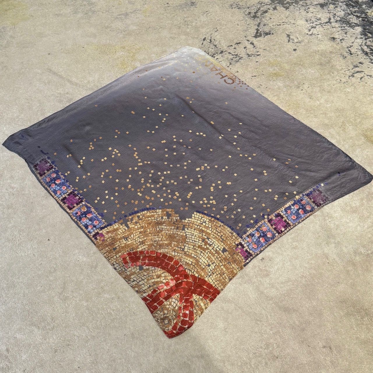Chanel Chanel Mosaic Print Silk Chiffon Square Scarf Size ONE SIZE - 9 Thumbnail