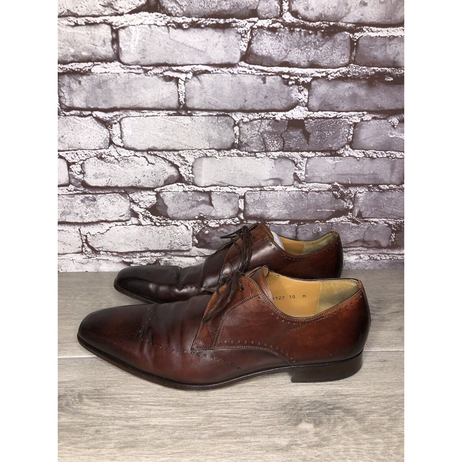 Magnanni Magnanni Neiman Marcus Burnished Brown Leather Wingtip Dress Size US 10 / EU 43 - 16 Thumbnail