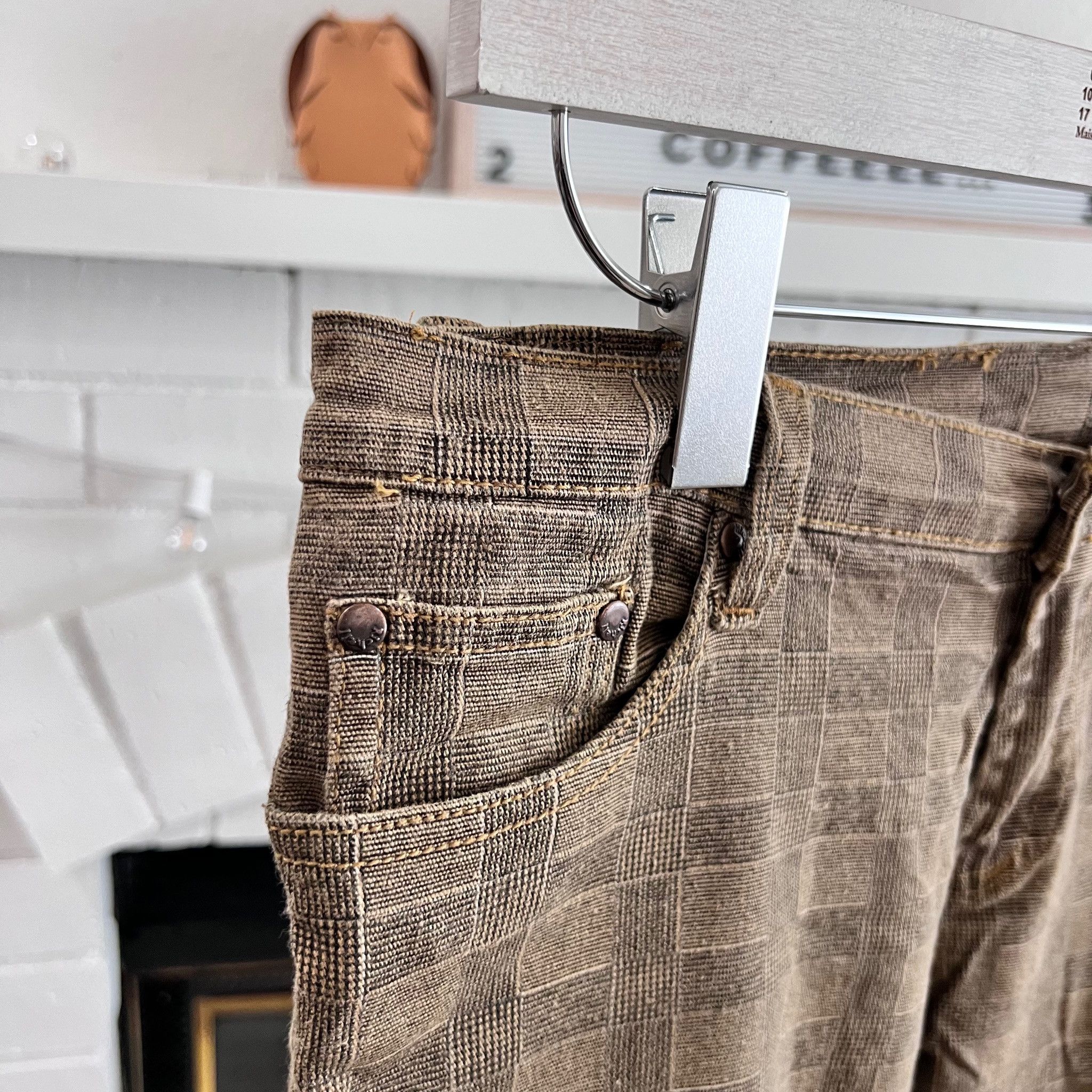 Other Brown Plaid Stretchy Skinny Denim Pants redo stormtrooper Size US 34 / EU 50 - 4 Thumbnail