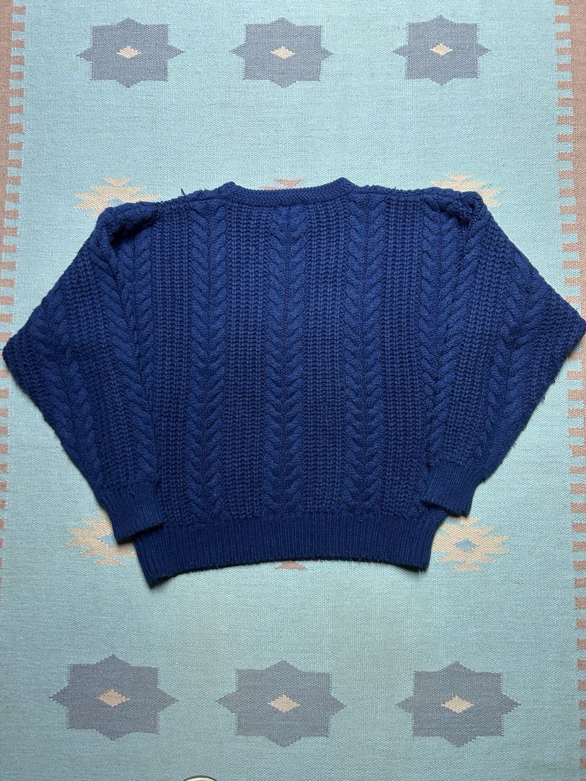 Vintage Vtg Towncraft acrylic sweater cable knit pullover navy large Size US L / EU 52-54 / 3 - 4 Thumbnail