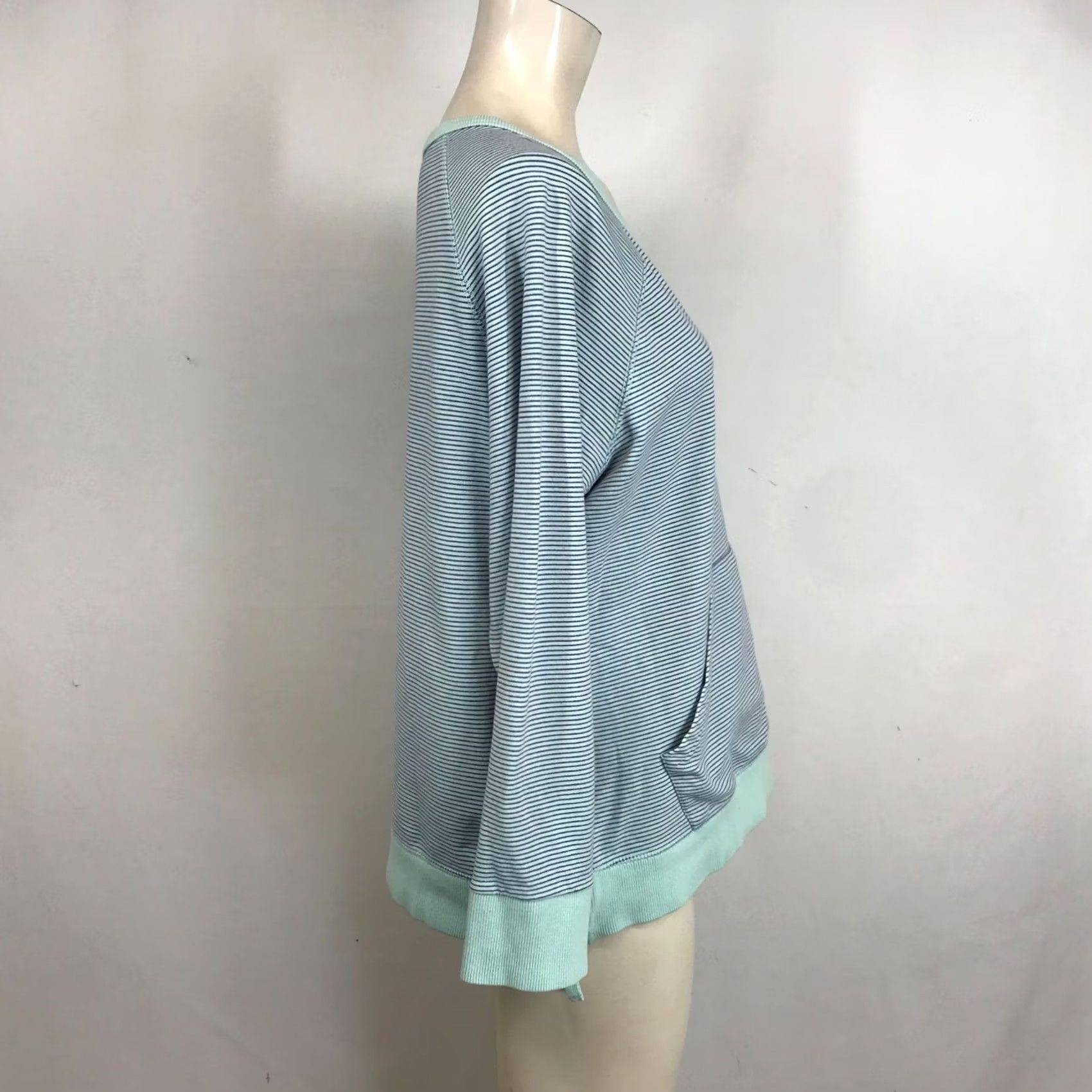 Vintage CARVE DESIGN Womens Large GREEN/PURPLE STRIPE LONG SLEEVE POUCH TOP Size L / US 10 / IT 46 - 4 Thumbnail