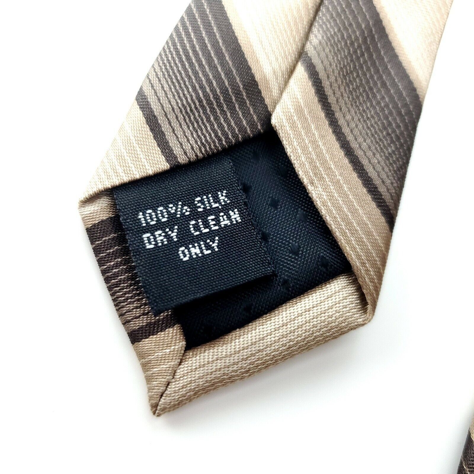 Pierre Cardin Pierre Cardin Brown Striped Short Silk Tie Size ONE SIZE - 4 Thumbnail