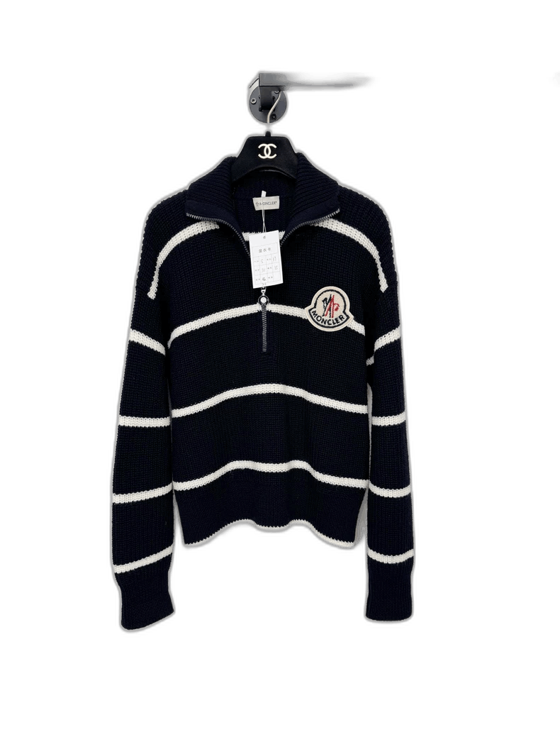 Moncler Moncler Wool Knit Sweater with Stripes Size S / US 4 / IT 40 - 1 Thumbnail