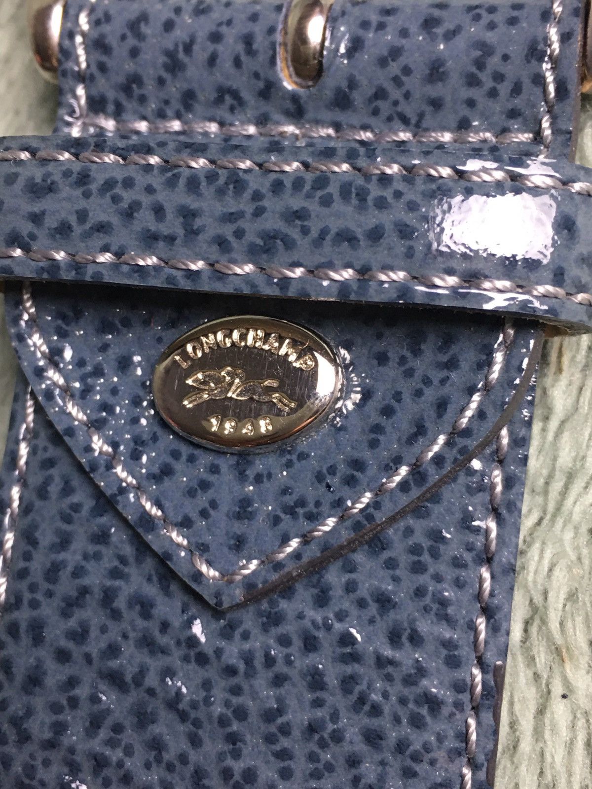 Longchamp LONGCHAMP Blue Patent Leather Belt Designer France Size ONE SIZE - 3 Thumbnail