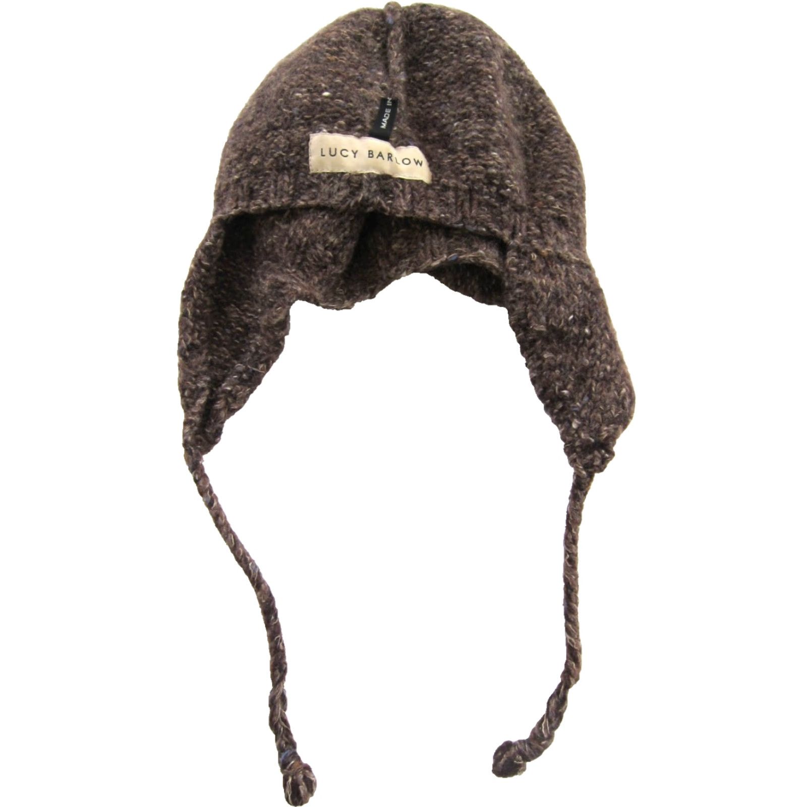 Vintage Lucy Barlow Beanie Hat Unisex Adults One Size Wool Brown Ear Flap Knit 100% Made In England Vintage Winter Fall 90s Size ONE SIZE - 5 Thumbnail