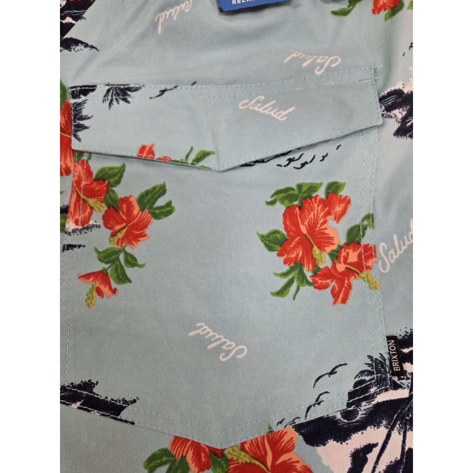 Brixton Brixton Mens Swim Shorts Relaxed Fit Floral Multicolor Nylon Spandex Back Pocket Drawstring XL Size US 36 / EU 52 - 4 Thumbnail