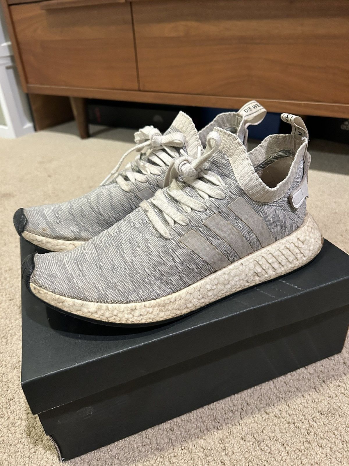 Adidas Adidas NMD R2 PrimeKnit “Running White” Mens Size 10.5 Size US 10.5 / EU 43-44 - 1 Thumbnail