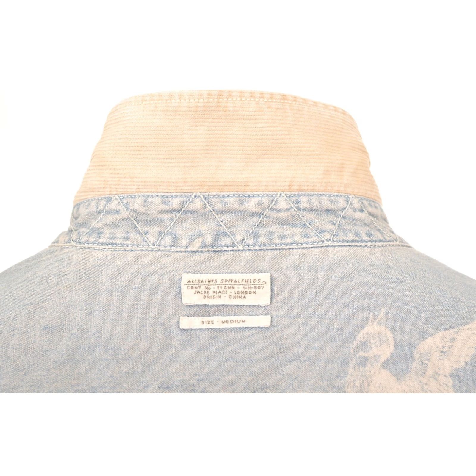 Allsaints DDP Allsaints Flight LS Shirt Denim Corduroy Collar Size M Blue Men Long Sleeve Button-Up Shirt Size US M / EU 48-50 / 2 - 5 Thumbnail