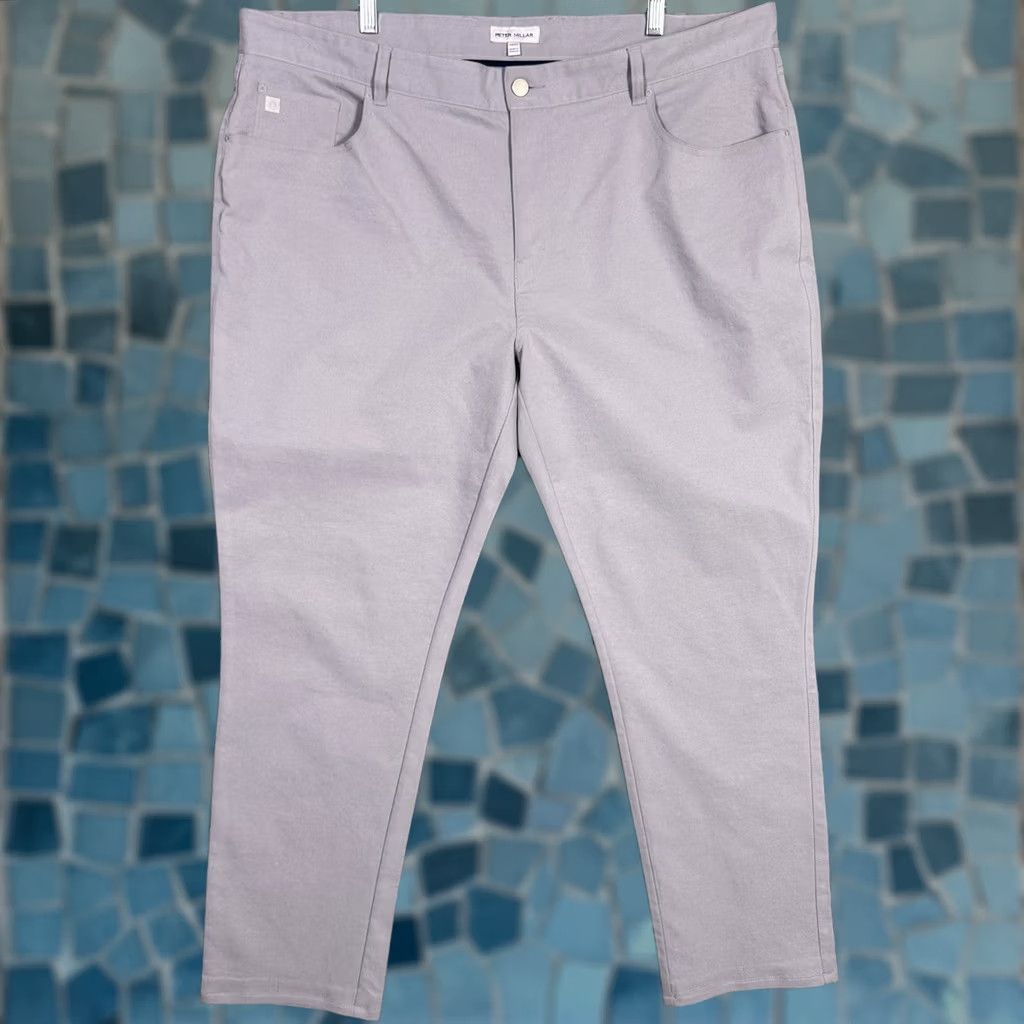 Peter Millar Peter Millar Crown Sport EB66 Performance Five-Pocket Pants Mens 42x29 Golf Gale Stone Gray Chino Logo 5-Pocket Regular Fit Mens Size US 42 / EU 58 - 1 Thumbnail