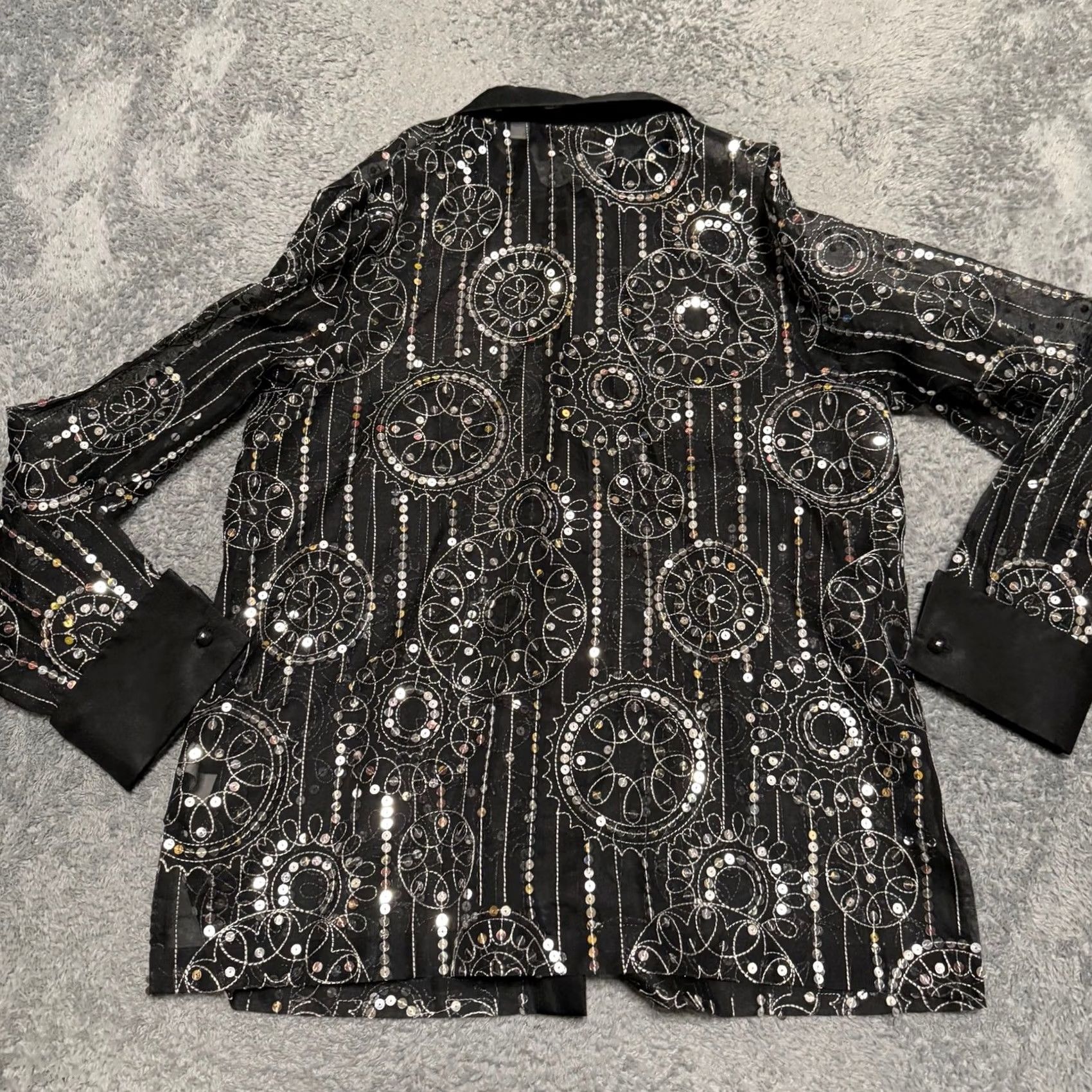 Bob Mackie Bob Mackie Wearable Art Shirt Womens Small Black Sequin Sparkle Sheer Button Size S / US 4 / IT 40 - 3 Thumbnail