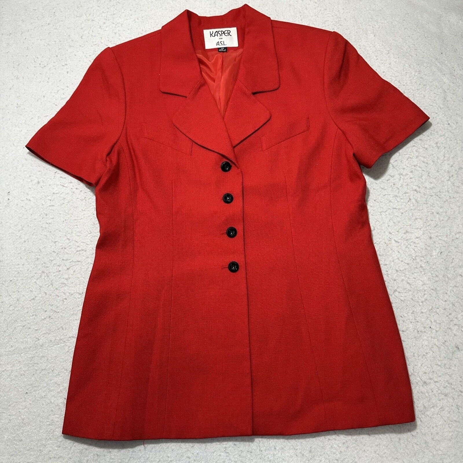 Other Kasper For A.S.L. 14 Blazer Jacket Red Button Front Coat Size XL / US 12-14 / IT 48-50 - 1 Thumbnail