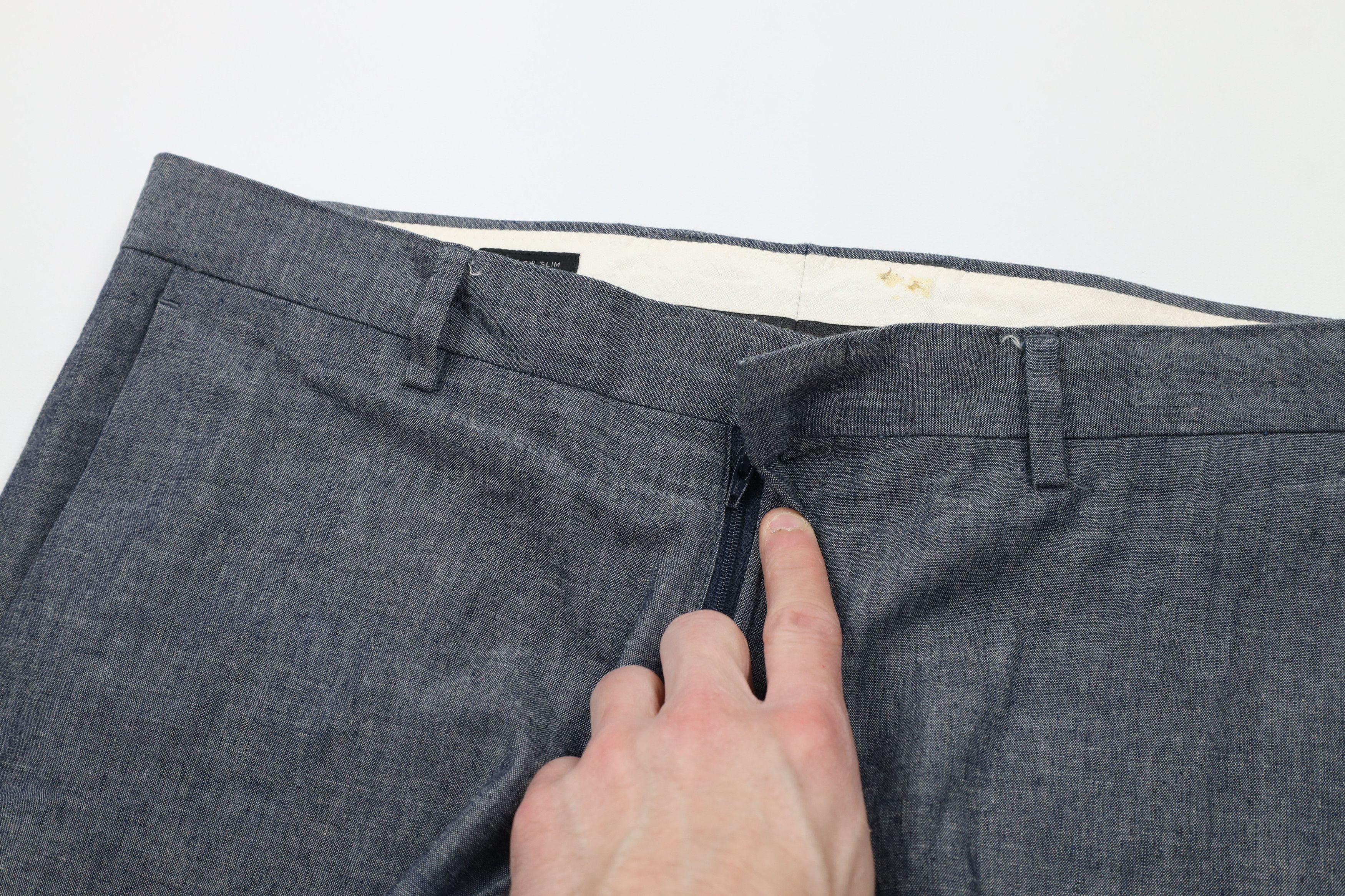 J.Crew × Vintage J Crew Fit Skinny Leg Chambray Chino Pants Trousers Blue Size US 33 - 6 Thumbnail