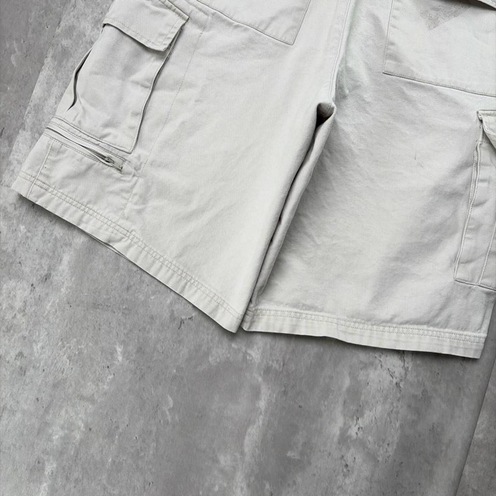 Lee Vintage Cream Lee Dungarees Grunge Baggy Cargo Shorts Size US 33 - 4 Thumbnail