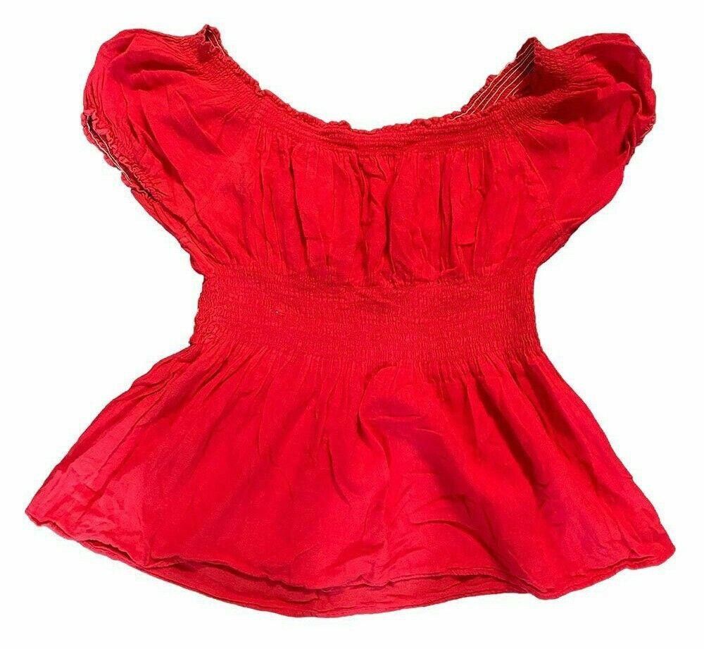 Designer Used Red Hand Made Bluse S/M Size M / US 6-8 / IT 42-44 - 3 Thumbnail