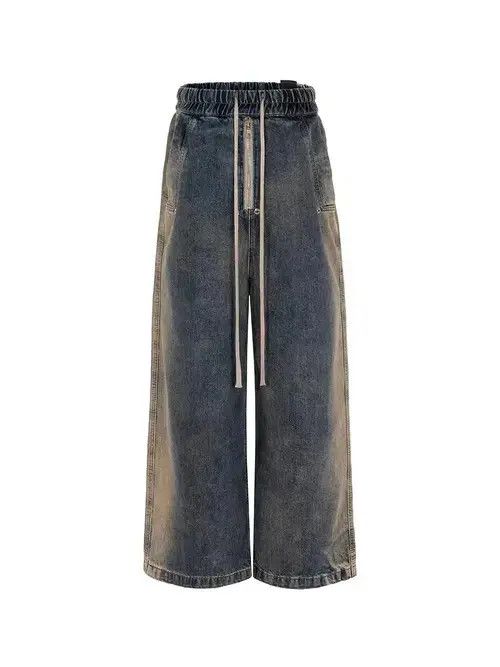 Jean Retro wash gradient drawstring work wide leg jeans Size US 34 / EU 50 - 5 Thumbnail