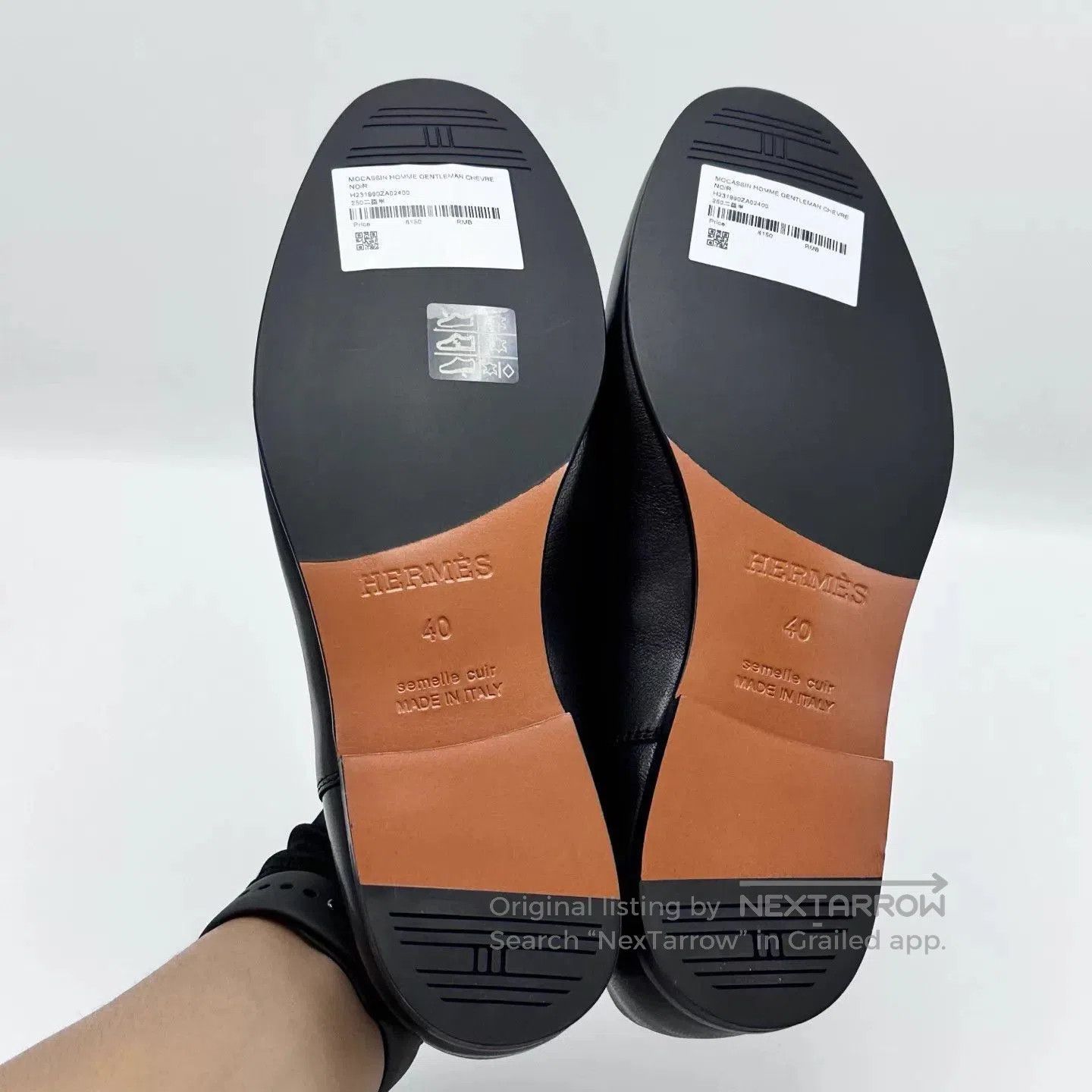 Hermes Black Leather Slip. Size US 7 / EU 40 - 4 Thumbnail