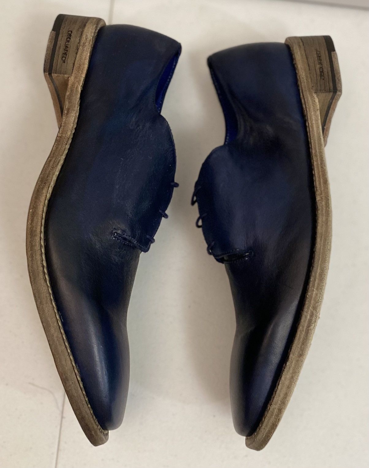 Dsquared2 Dsquared2 🇮🇹 Blu Goodyear Welt Handmade Uni Derby 10.5 NEW Size US 10.5 / EU 43-44 - 6 Thumbnail