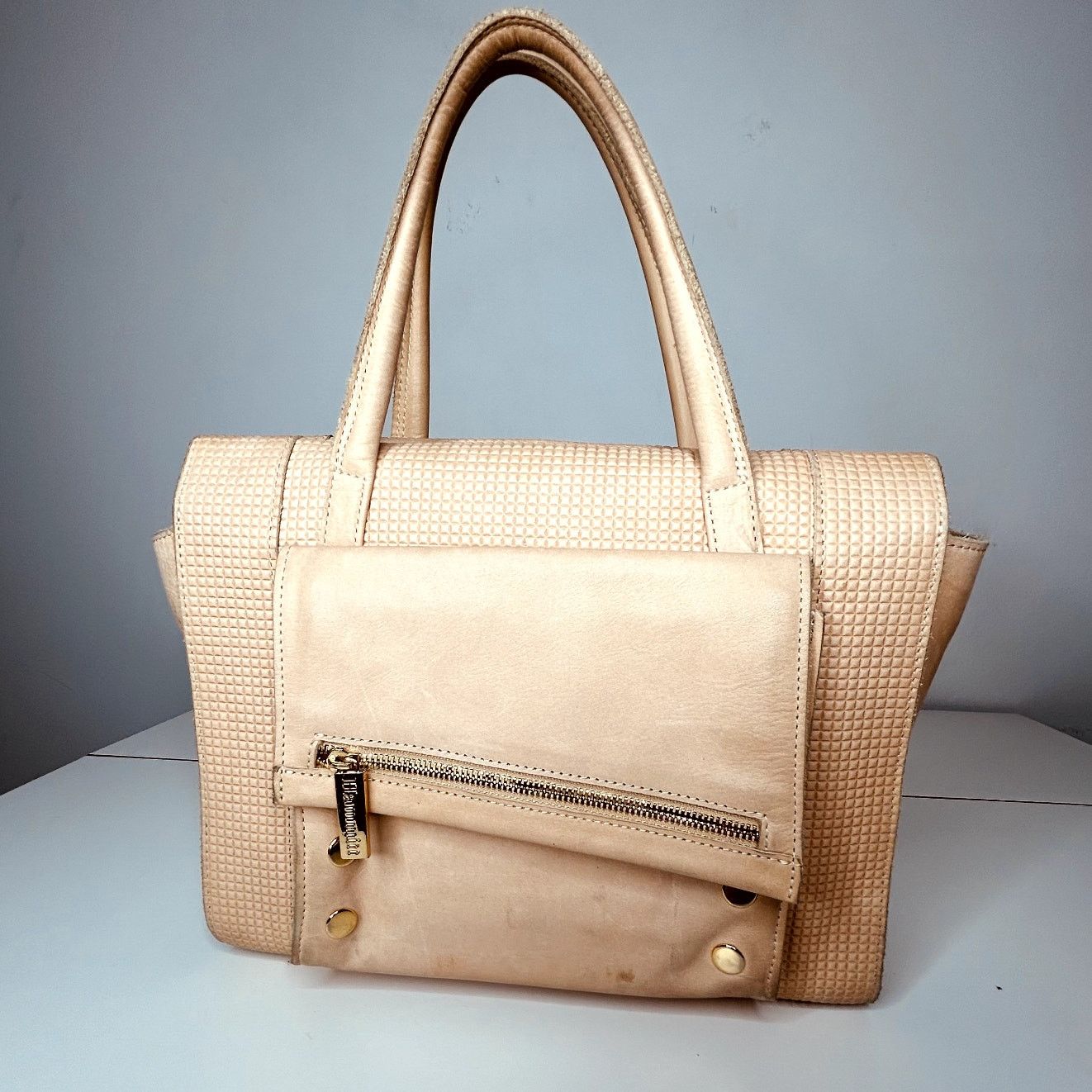 HAMMITT Hammitt Cream Leather Satchel Front Zip Pocket Red Interior Size ONE SIZE - 1 Thumbnail