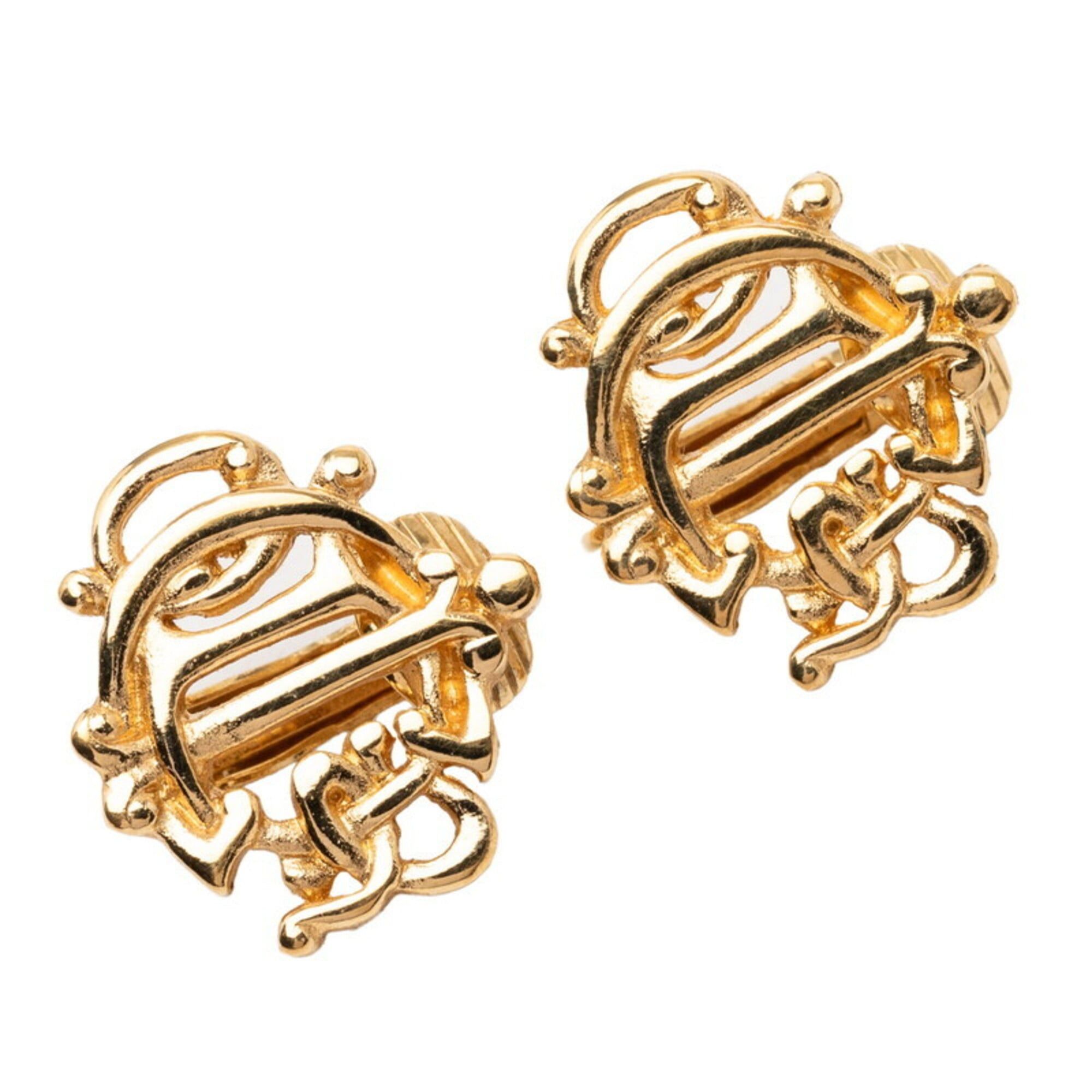 Dior Christian Dior Dior Logo Earrings, Gold Plated, Women's Size ONE SIZE - 1 Thumbnail