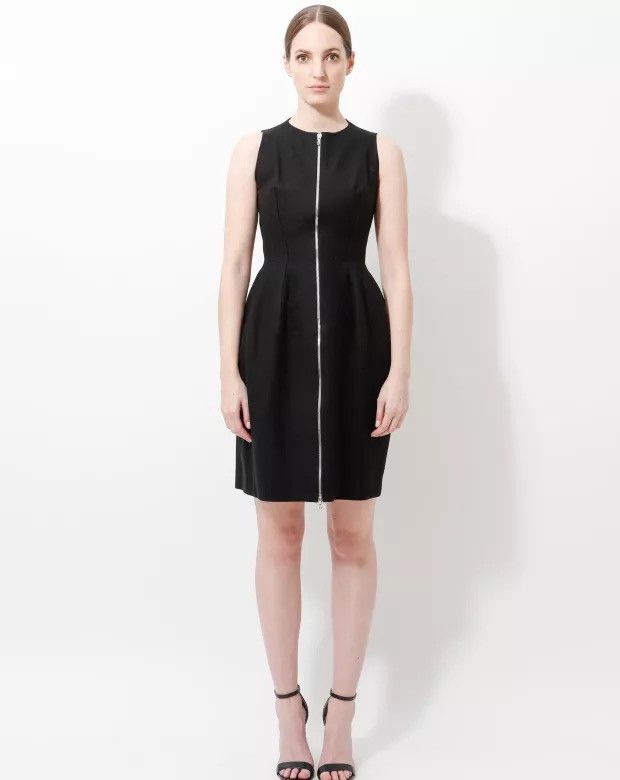 image of Alaia Alaïa Cotton Black Short Zip Dress Sleeveless, Women's (Size XS)