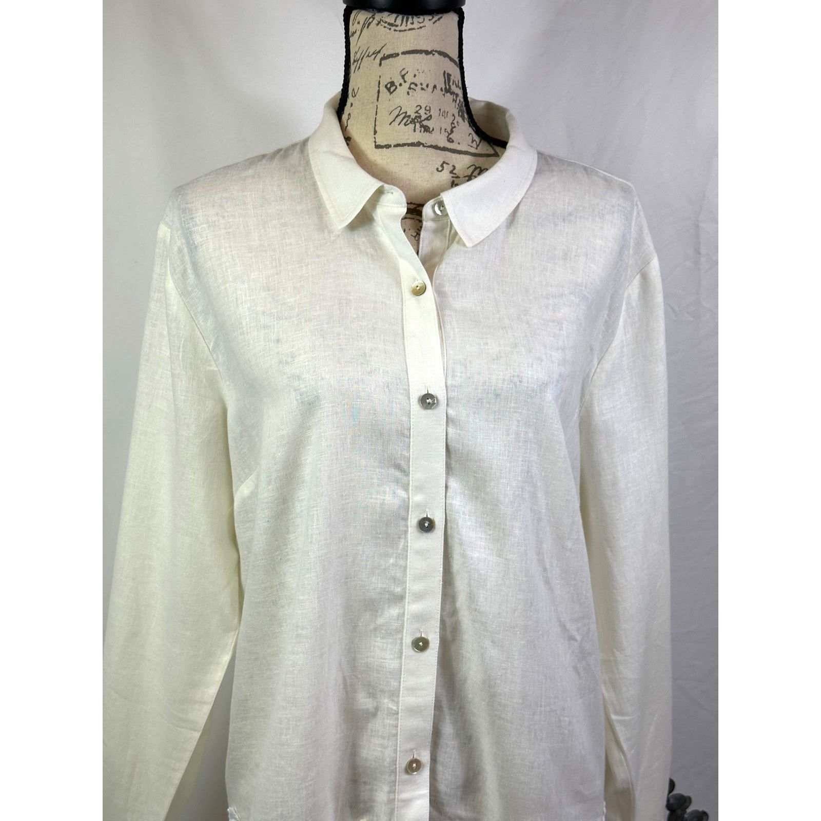Other Susan Graver Cross-Dyed Linen Blend Button Shirt Cream M Size M / US 6-8 / IT 42-44 - 6 Thumbnail