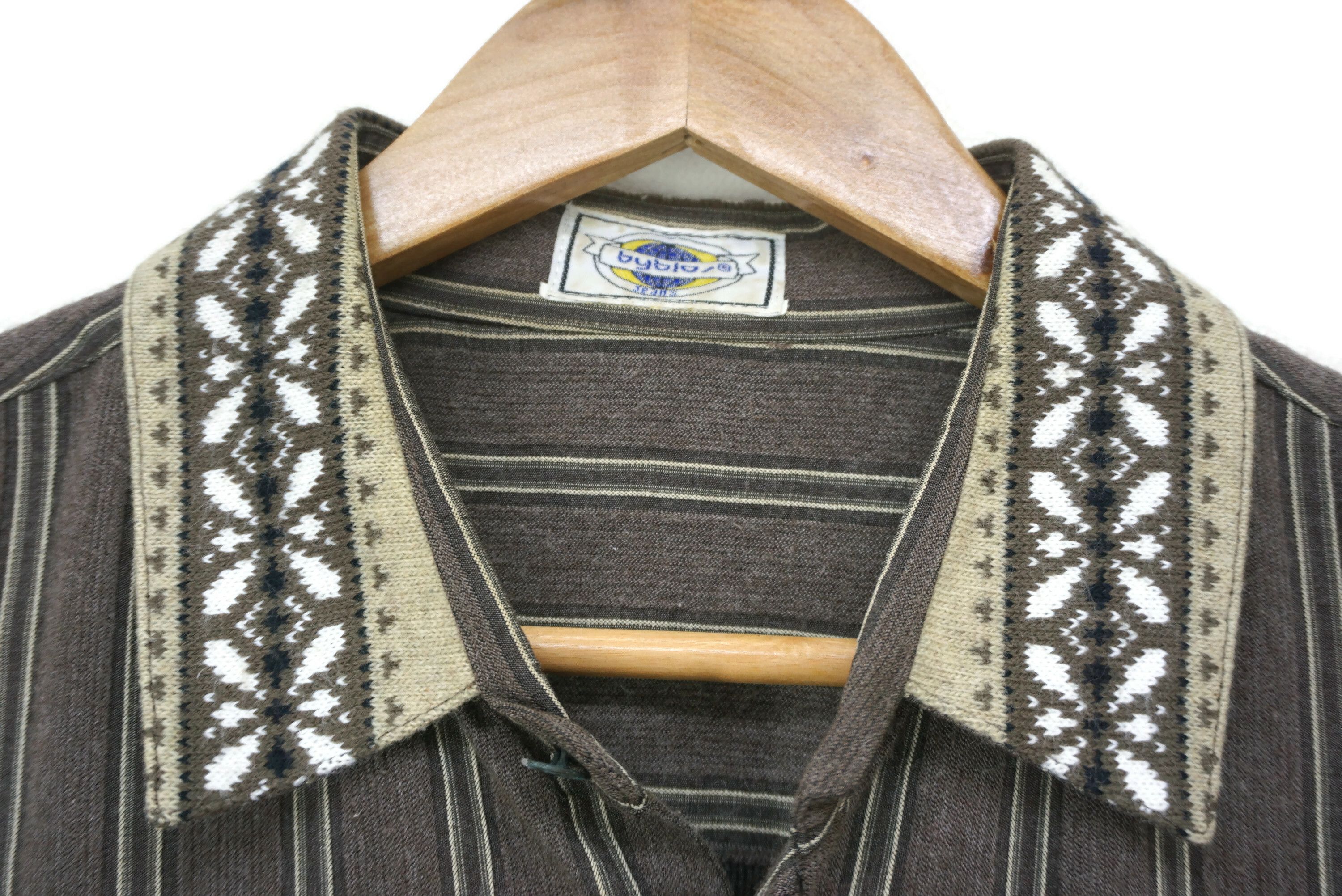 Byblos Aztec Trim Collar Stripe Button Down Size 48 Shirt Size US L / EU 52-54 / 3 - 4 Thumbnail