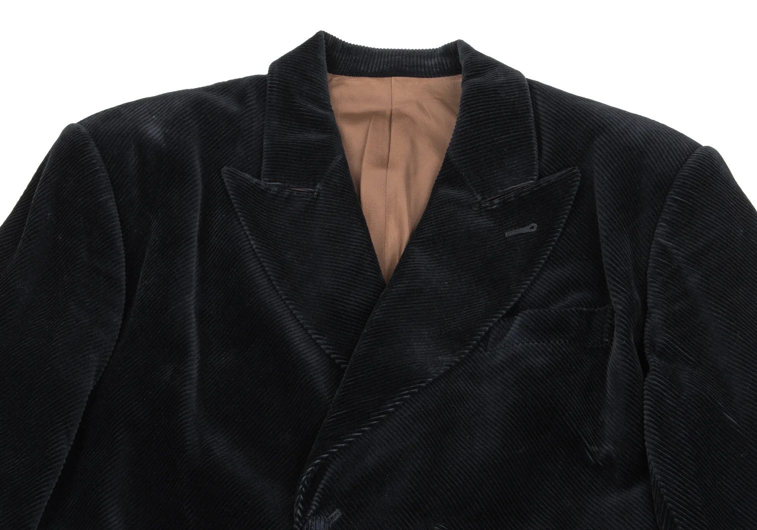 Jean Paul Gaultier Cotton Corduroy Peak Lapel Double Jacket in Black Size 50 Size US M / EU 48-50 / 2 - 2 Thumbnail