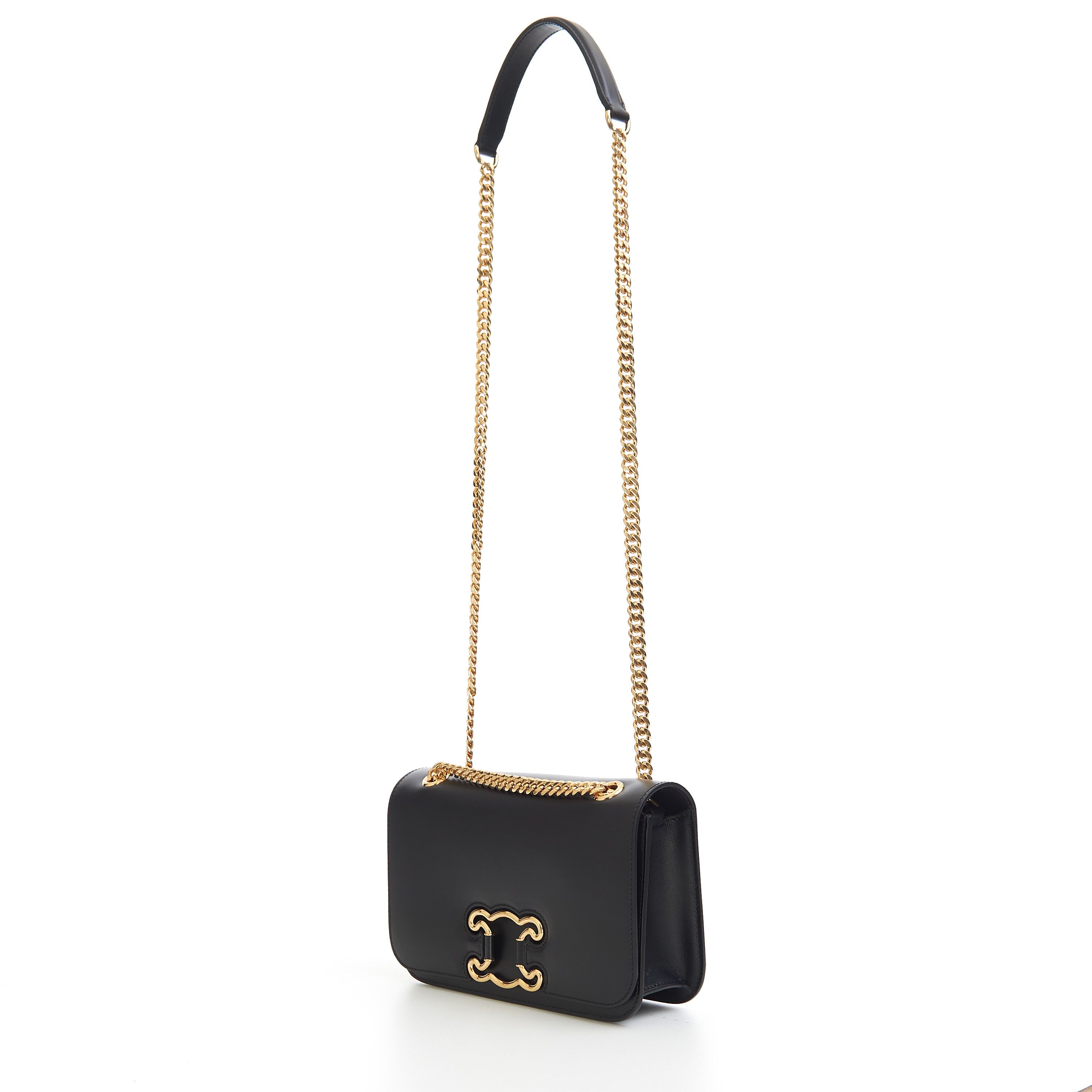 Celine Medium Bag Triomphe Frame In Black Shiny Calfskin Size ONE SIZE - 11 Thumbnail