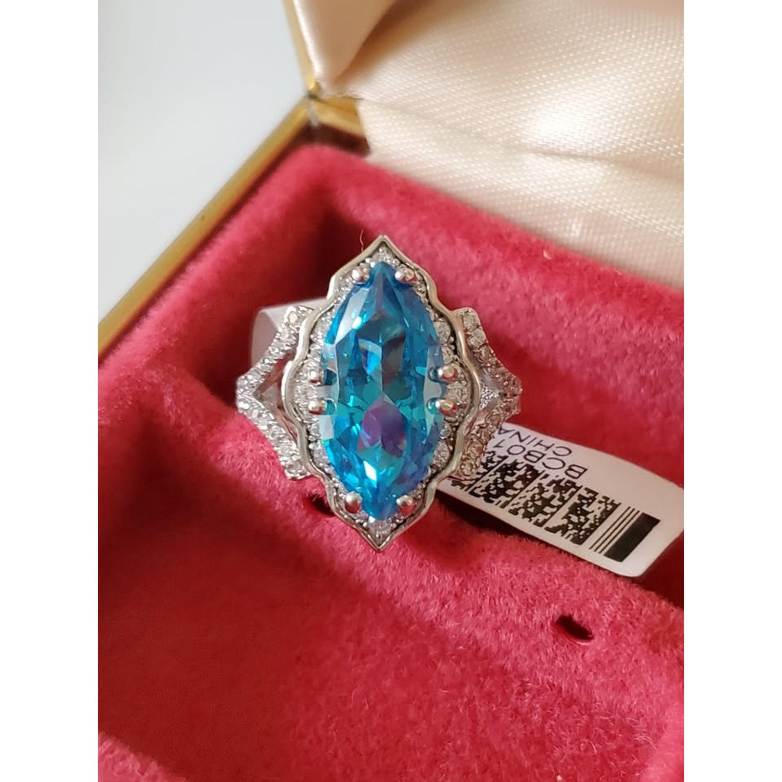 Other Blue Marquise Stone Sterling Silver Ring Size ONE SIZE - 1 Thumbnail
