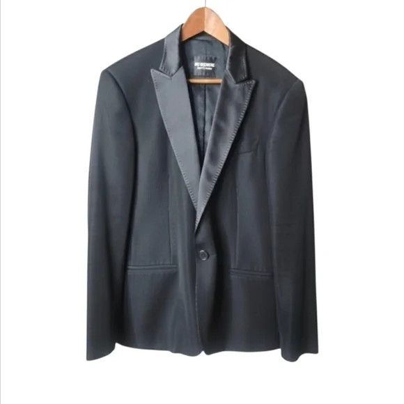 Dirk Bikkembergs Sport Couture Ribbed Blazer Satin Lapels Size 42R - 1 Thumbnail