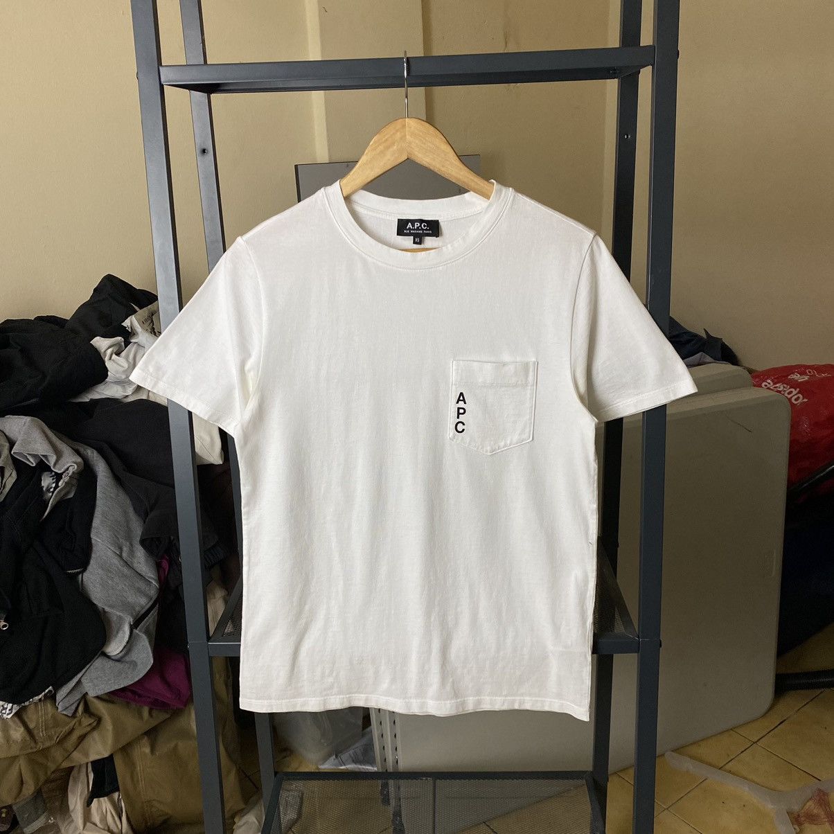 image of A P C Logo Pocket Tee in White, Men's (Size XS)