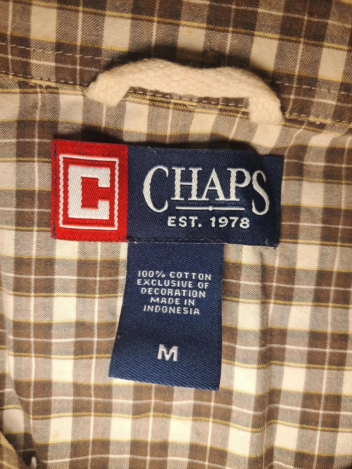 Chaps Chaps Dress Shirt Mens Medium Plaid Brown Multicolor Cotton Size US M / EU 48-50 / 2 - 2 Thumbnail