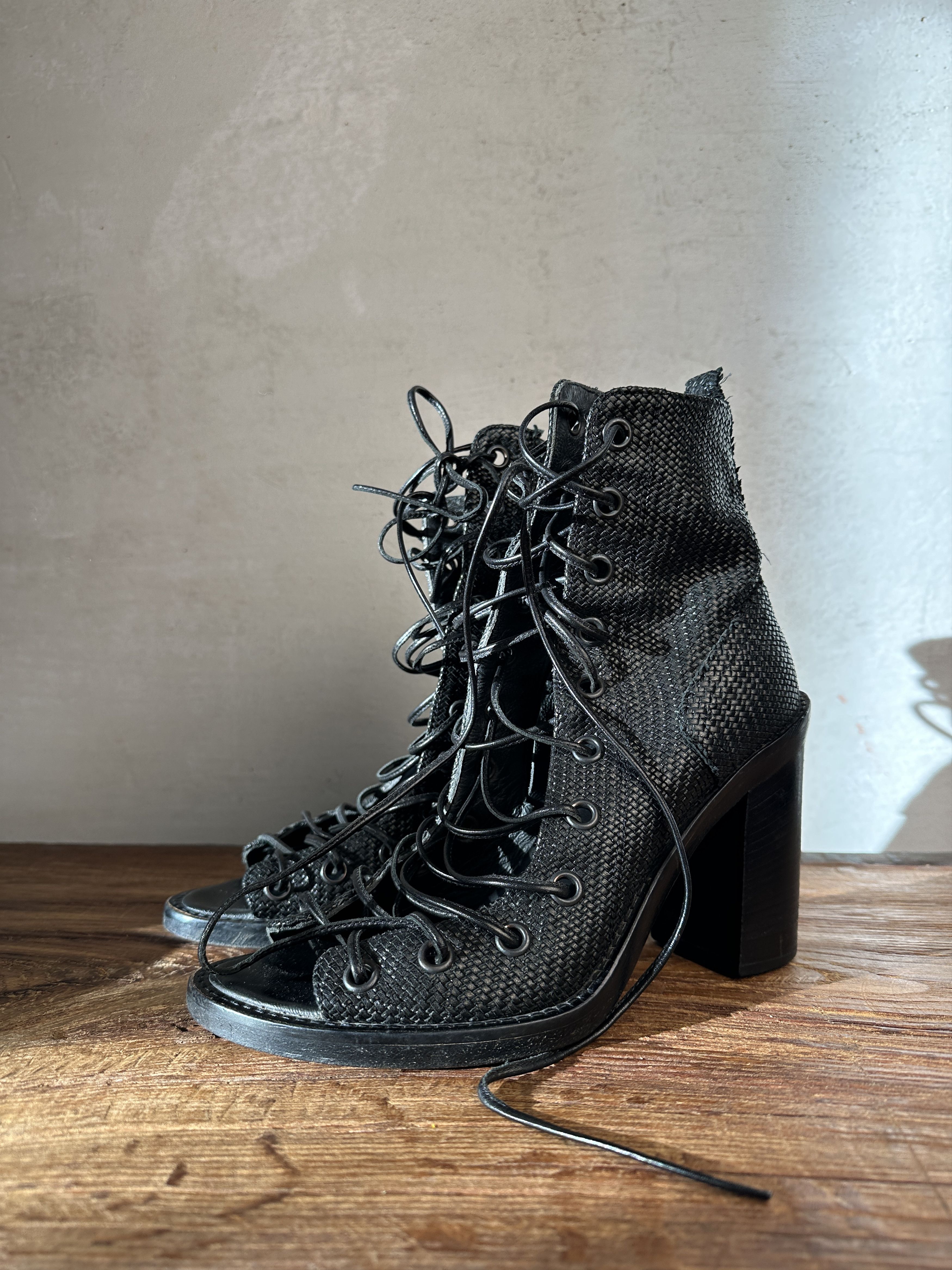 Ann Demeulemeester Leather Lace-Up Combat Boots