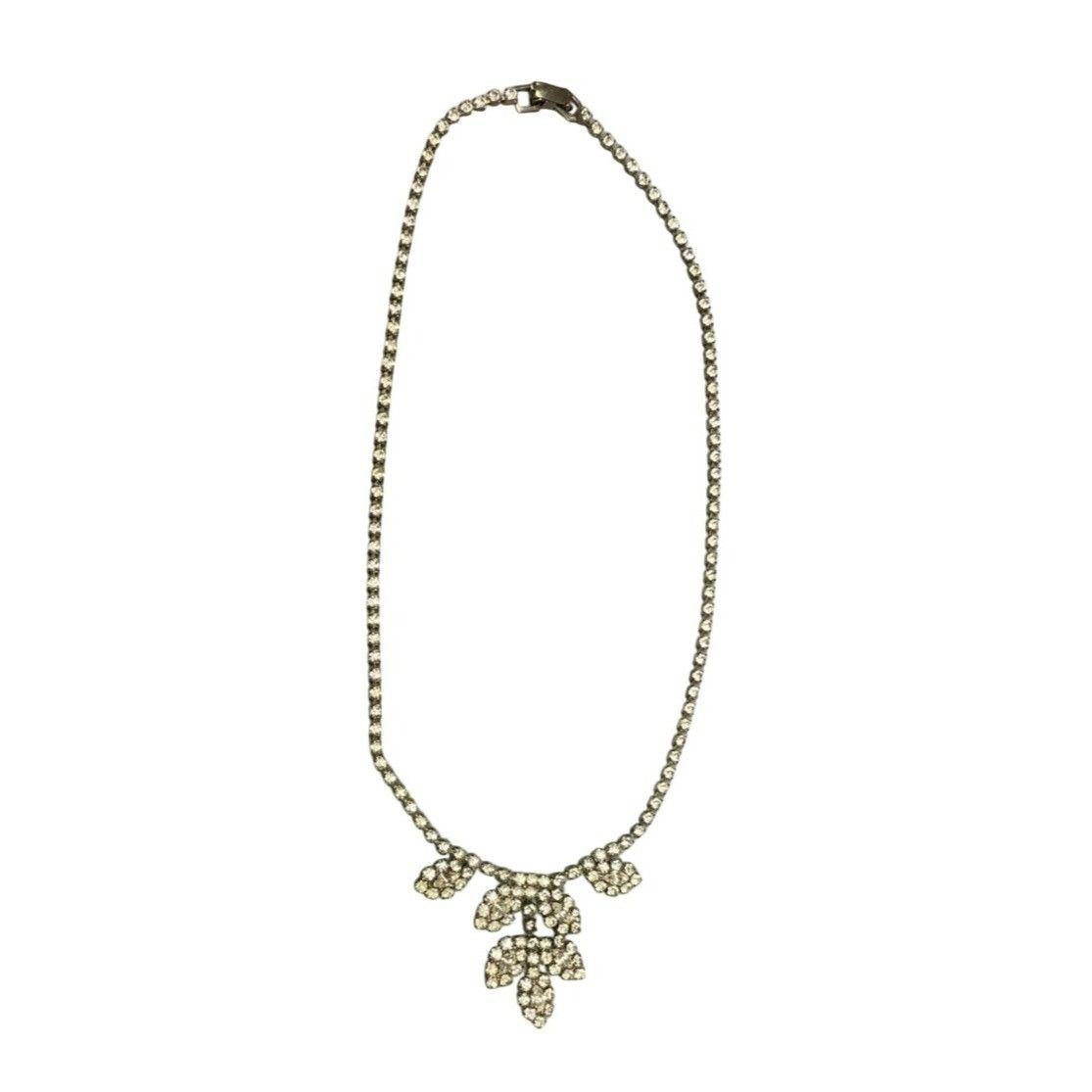 Other Vintage Rhinestone Necklace With Marquis Pendant & Silver-To Size ONE SIZE - 4 Thumbnail