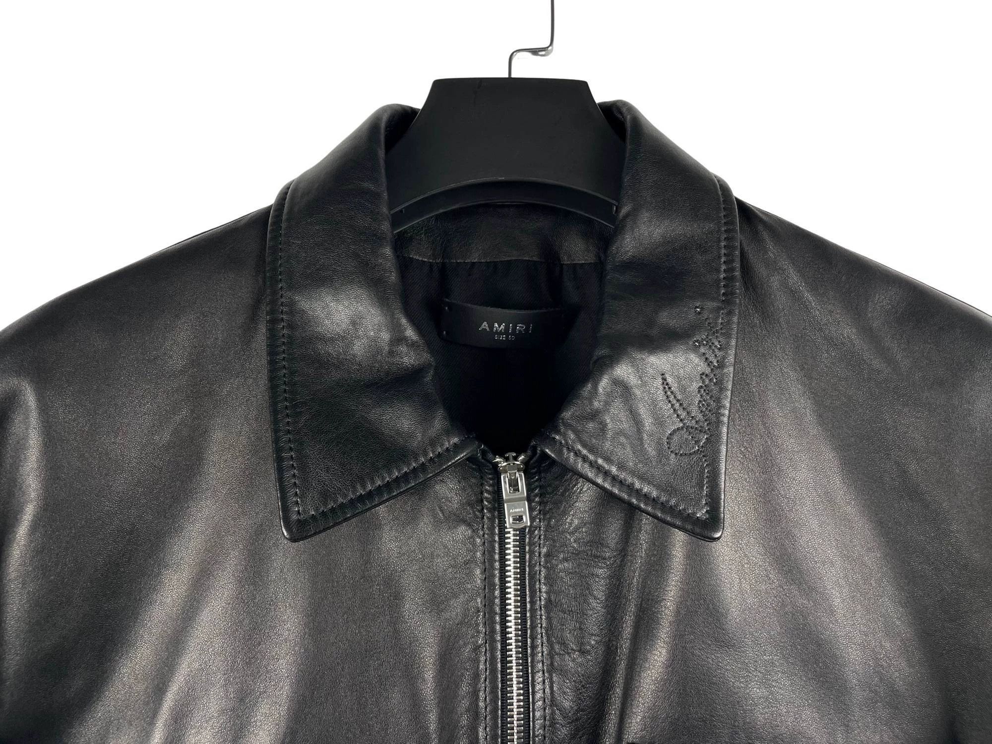 Amiri Amiri AW22 Logo Zipper Leather Jacket Size US M / EU 48-50 / 2 - 3 Thumbnail