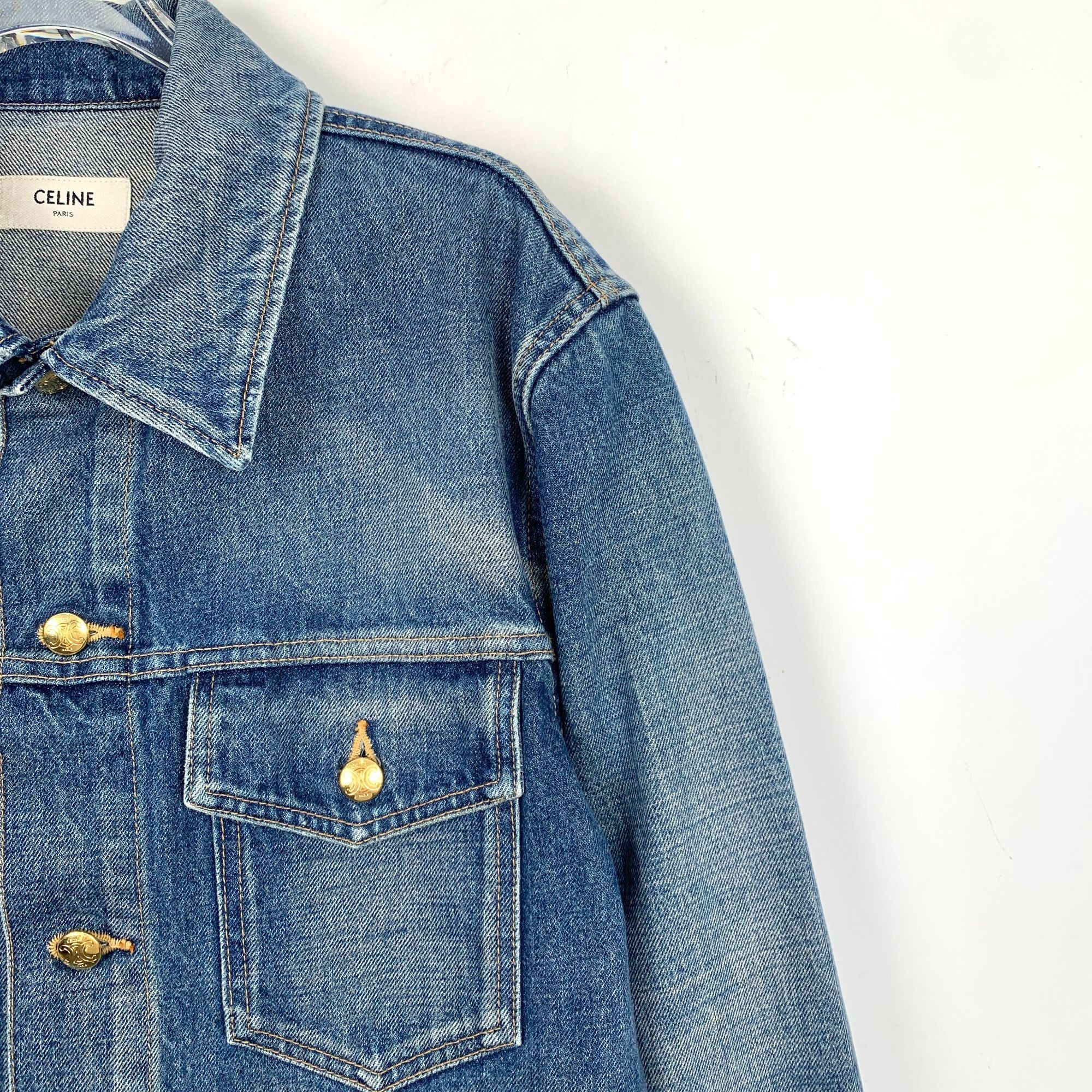 Celine Celine Womens XS Blue Denim Jacket 100% Cotton Single-Breast Size XS / US 0-2 / IT 36-38 - 6 Thumbnail