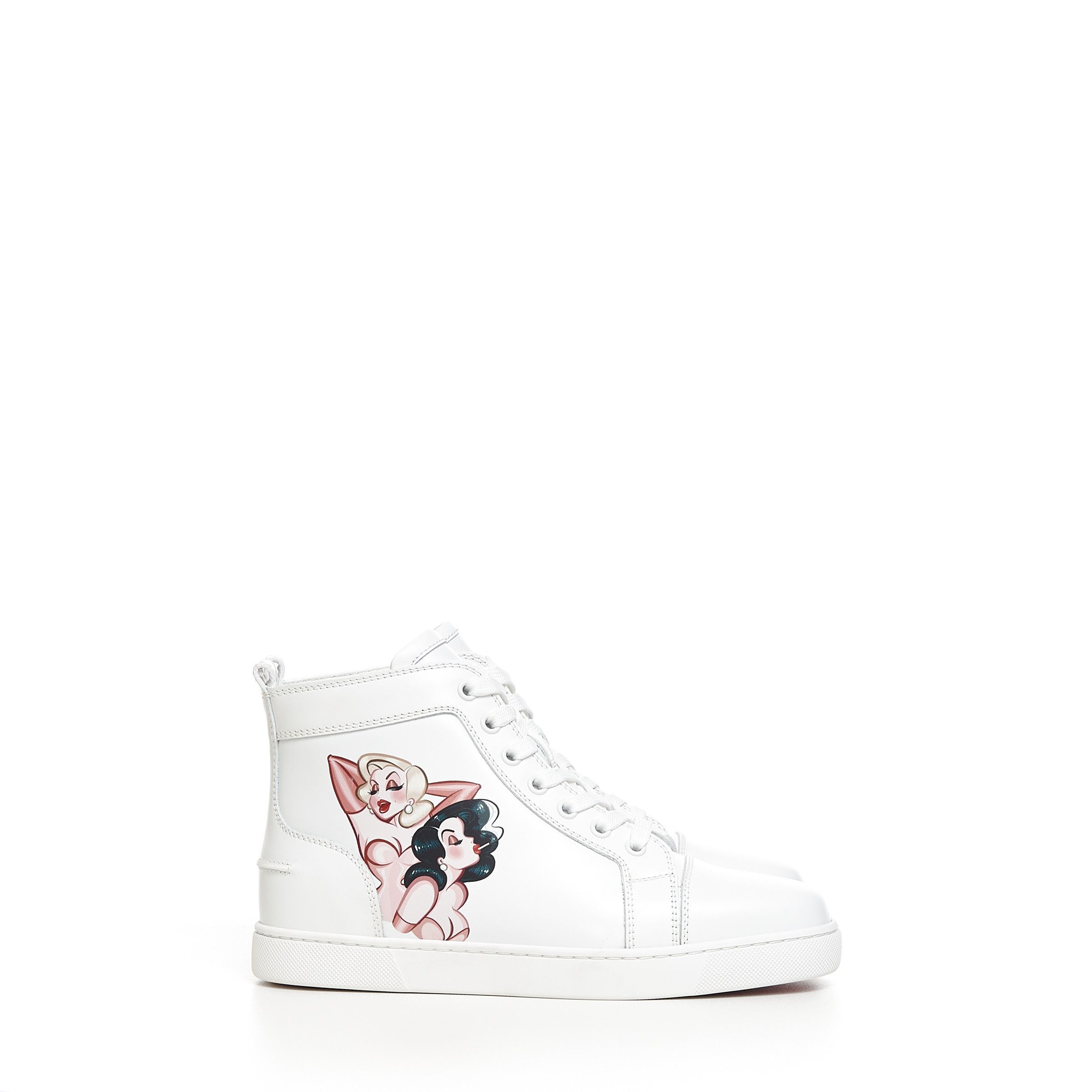 Christian Louboutin Hightop Sneakers Loupin With PinUp Print Size US 5 / IT 35 - 1 Thumbnail