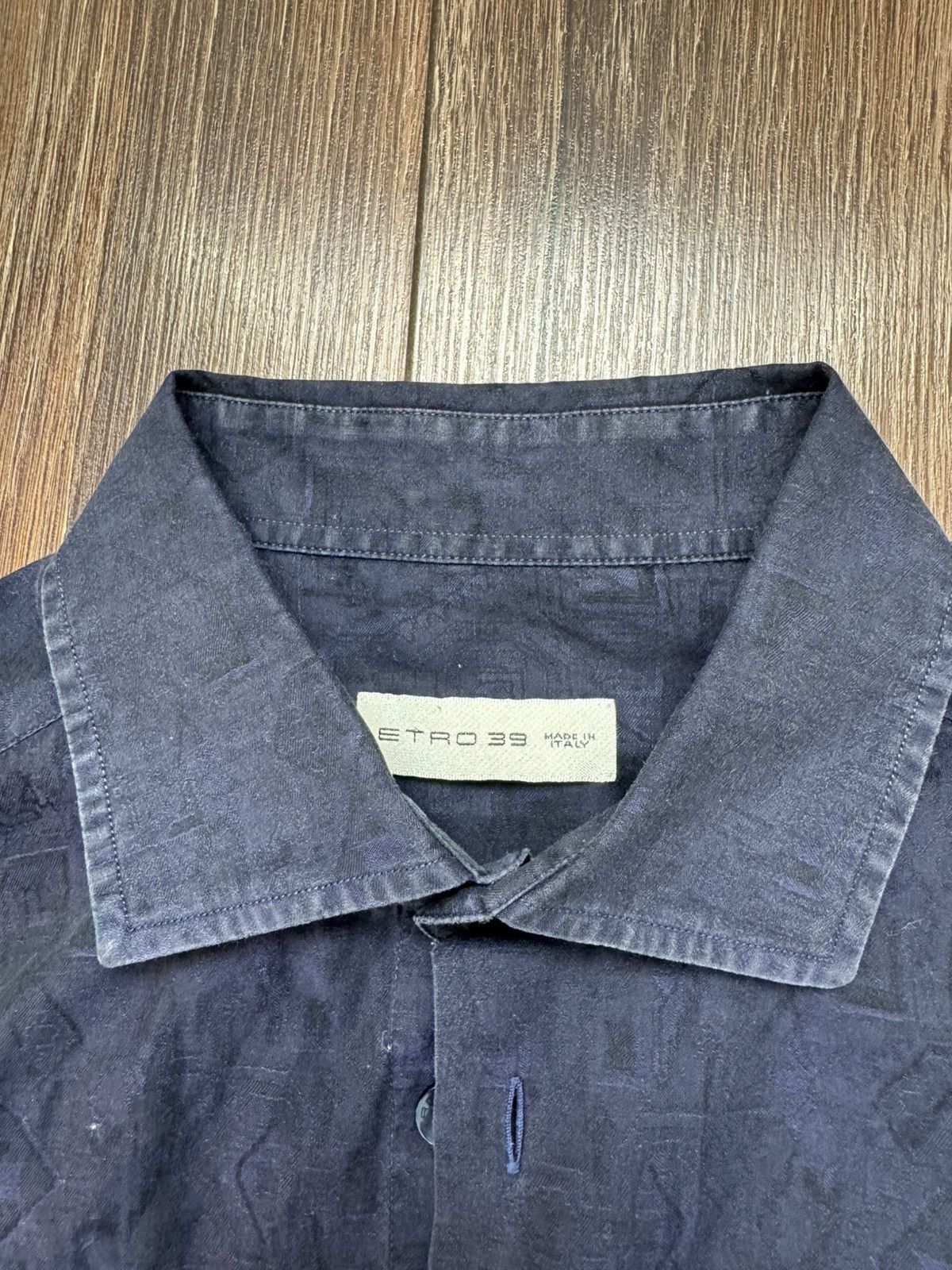 Etro Etro men's 39 classic navy blue long sleeve button up shirt Size US M / EU 48-50 / 2 - 3 Thumbnail
