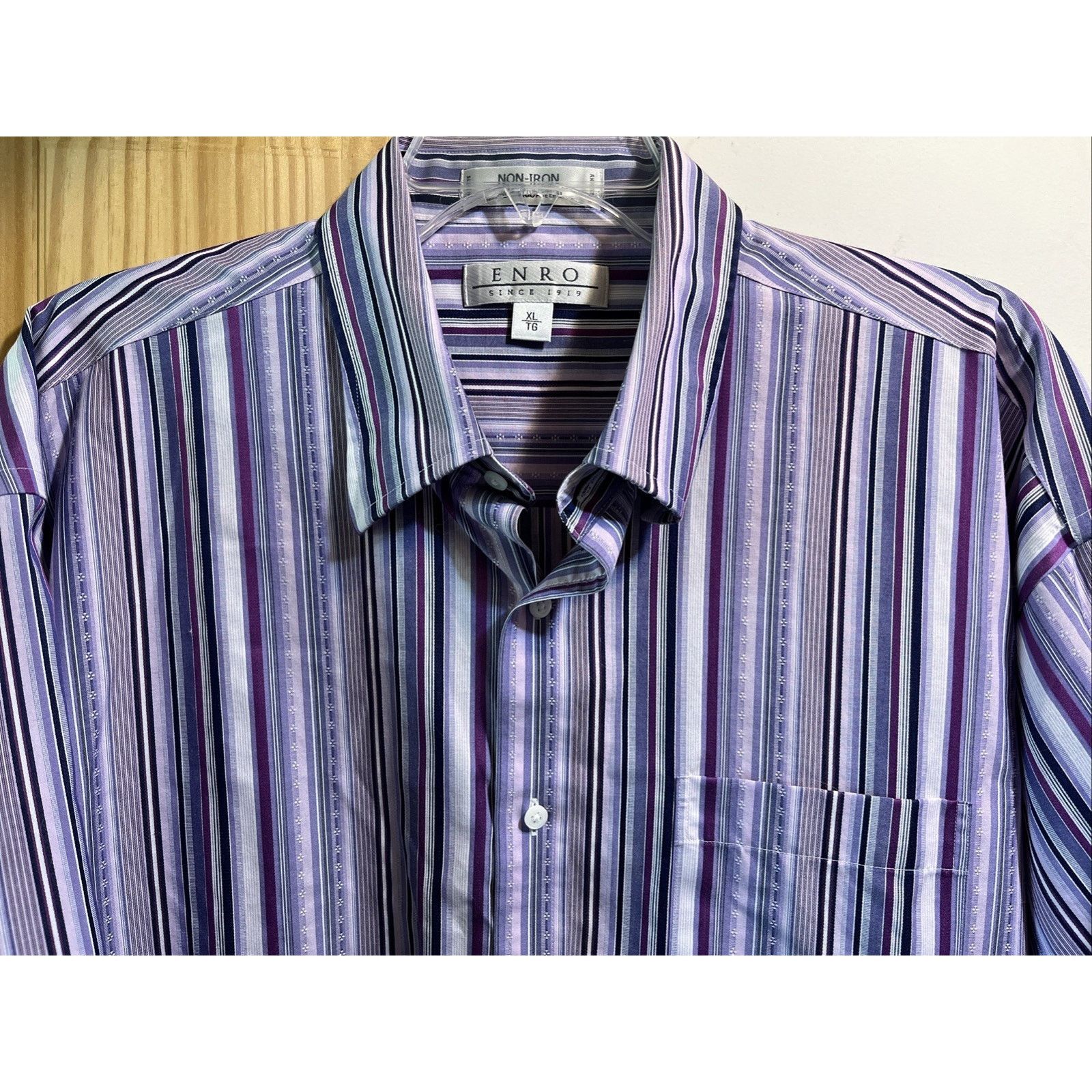 Enro ENRO Vintage Men’s XL Purple Striped SS Button Cotton Shirt Size US L / EU 52-54 / 3 - 4 Thumbnail