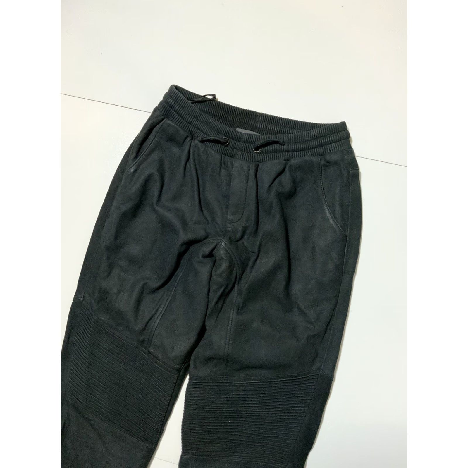 Vintage VINTAGE Autark Rough Concept Berlin Lamb Leather Biker Moto Canvas Drawstring Pants Sz.M Dark Charcoal Grey Men Regular M Inseam 33** Size US 31 - 5 Thumbnail
