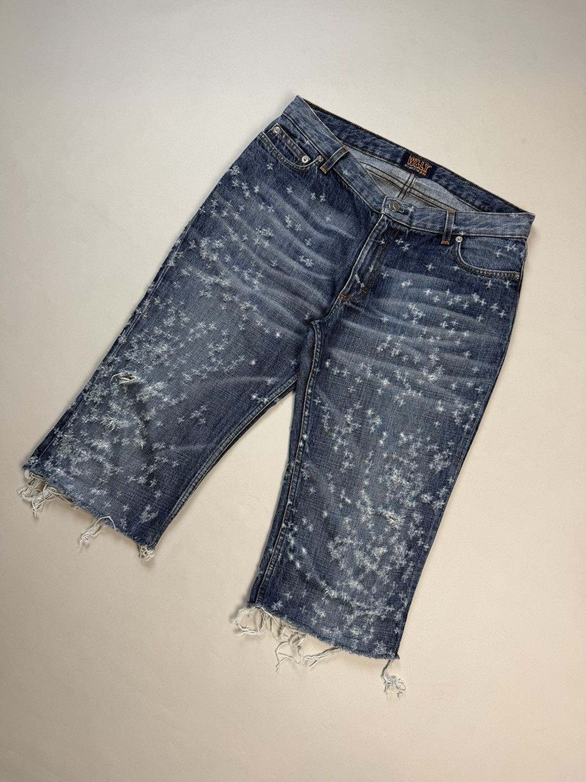 W&LT Walter Van Beirendonck Distressed Cut Off Denim Shorts Jeans Size US 31 - 4 Thumbnail
