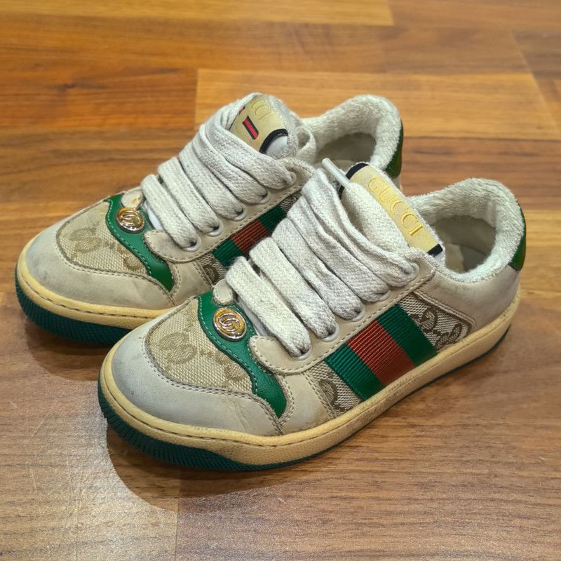 Gucci Gucci Screener Kids' Sneakers in Green and Beige Size US 5 / EU 37 - 1 Thumbnail