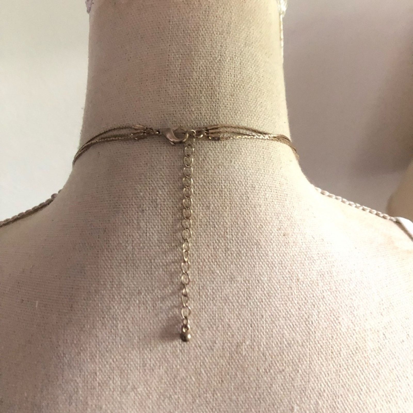 Vintage Vintage 90s gold plated triple strand chain pendant necklace Size ONE SIZE - 5 Thumbnail