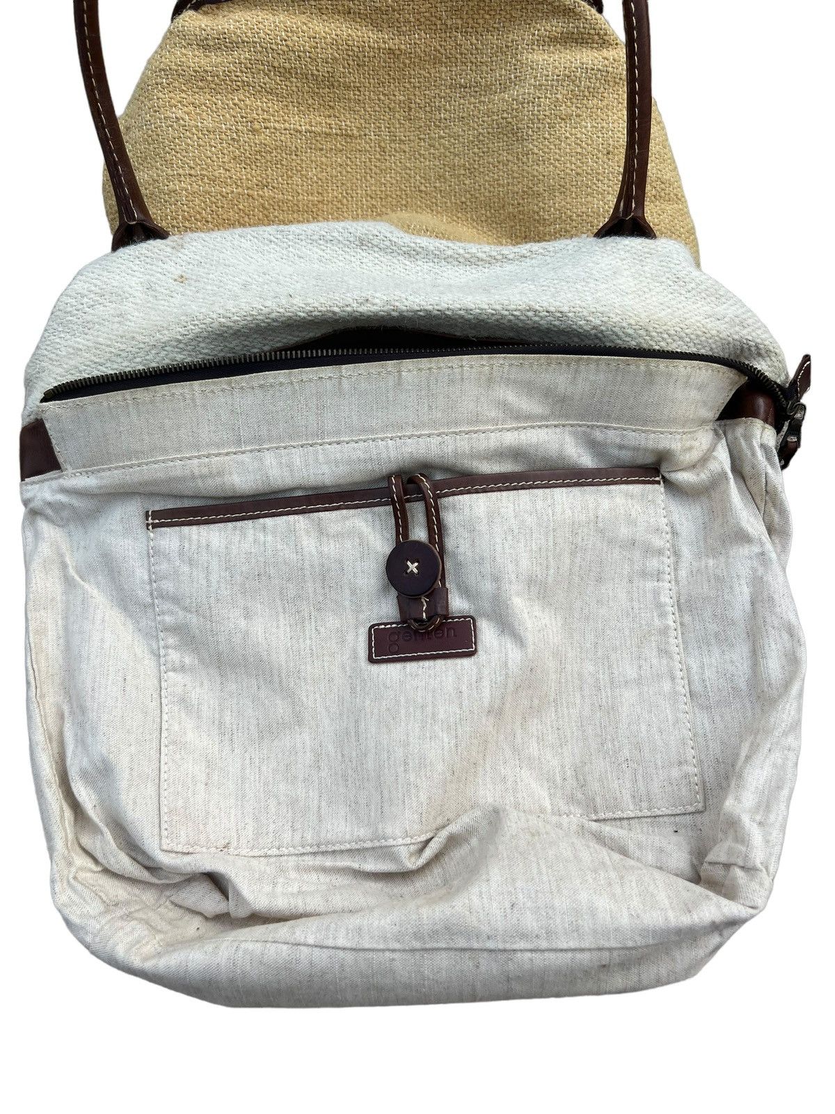 Leather Vintage Genten Japan RIRI Zipper With Leather Handle Bag Size ONE SIZE - 12 Thumbnail