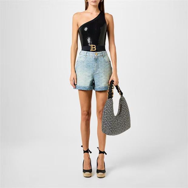 Balmain o1g2r1mq0924 One Shoulder Swimsuit in Black Size L / US 10 / IT 46 - 6 Thumbnail