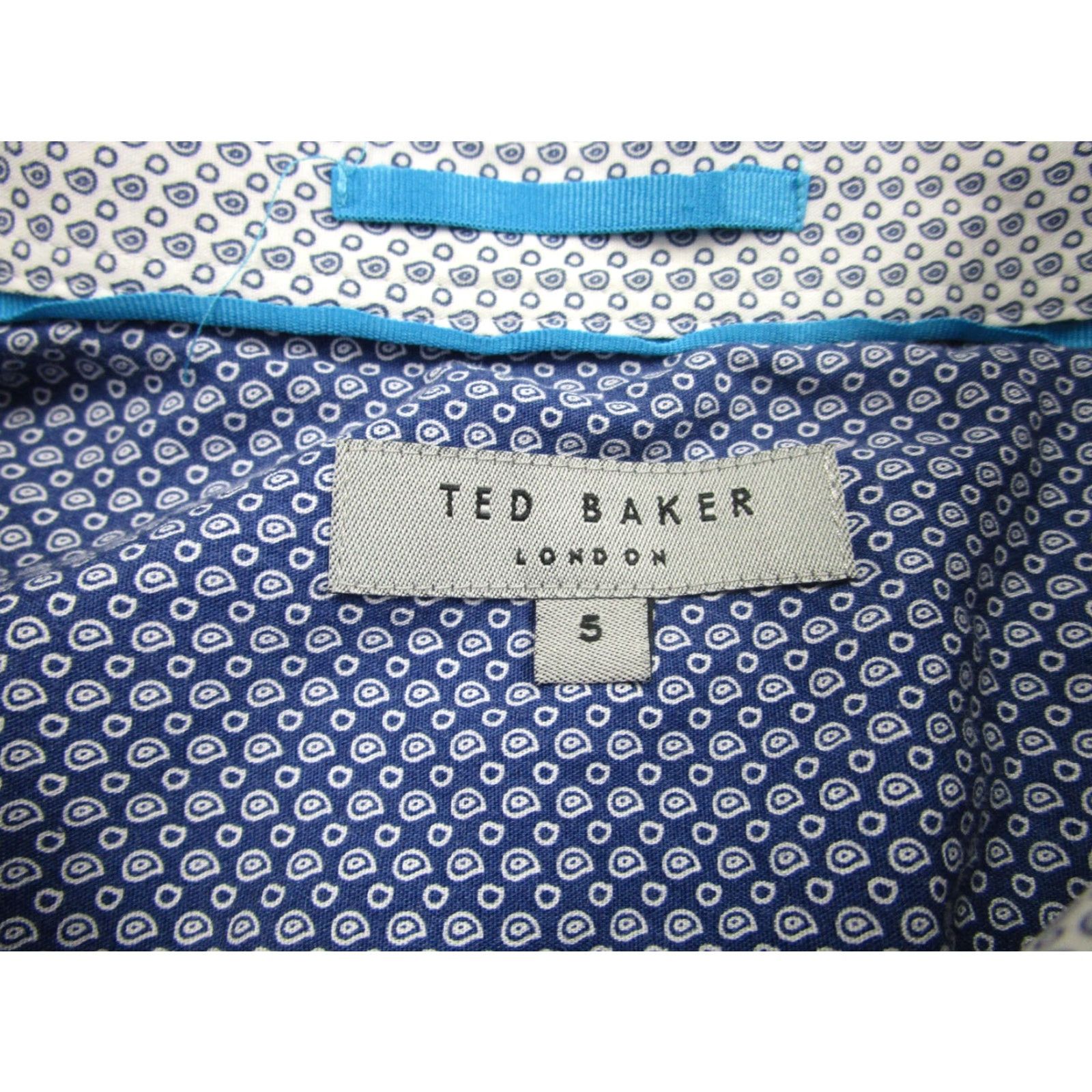 Ted Baker Ted Baker Shirt Mens XL Purple Linen Cotton Button Down Long Sleeve Printed Trim Size US L / EU 52-54 / 3 - 4 Thumbnail